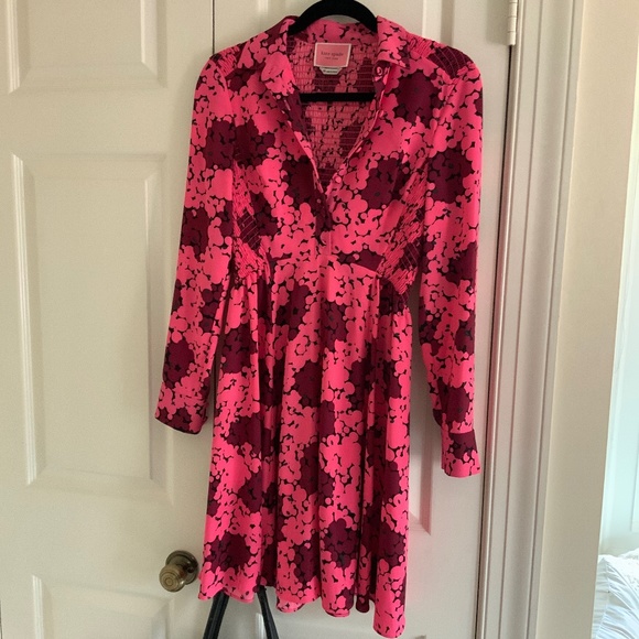 Kate Spade pink Bubble Dot Smocked Dress, size 00 - Picture 1 of 5